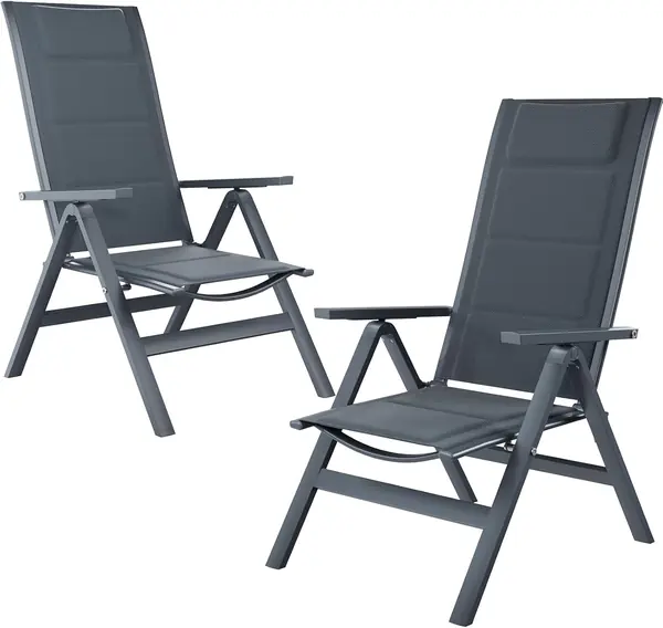 2er Set Aluminium Gartenstuhl Hochlehner 5-Fach…