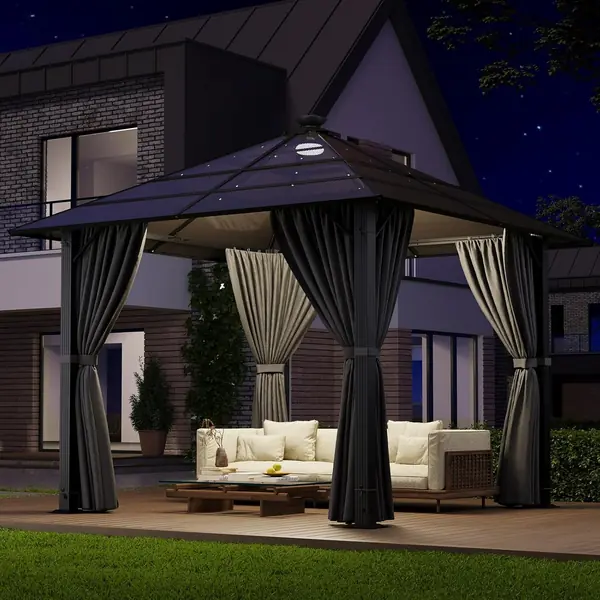 3x3m Aluminium Gartenpavillon mit solarbetriebener…