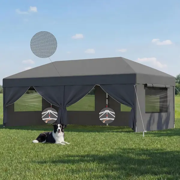 3x6m Faltpavillon mit Insektenschutz & Belüftung