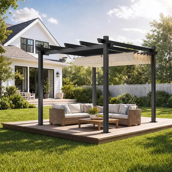 Aluminium Pergola 3x3 m mit Schiebedach, Gartenpavillon…