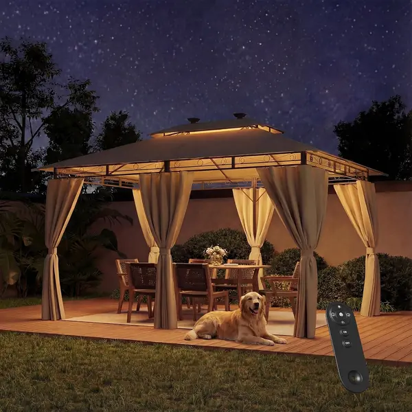 Faltpavillon 3 x 3, wasserdicht, mit Solarbeleuchtung…