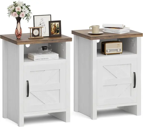 Farmhouse Nachttisch, Moderner Nachttisch 2er Set mit…