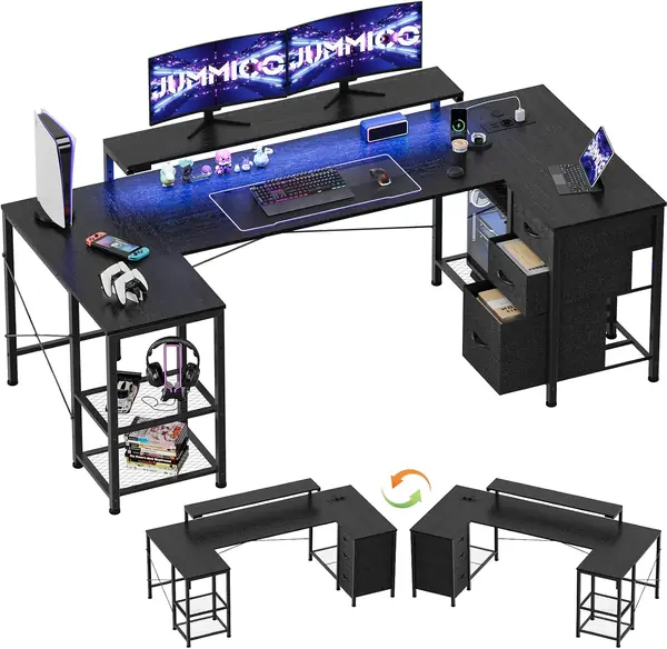 Gaming Schreibtisch Eckschreibtisch L-Form, 170x95cm mit…