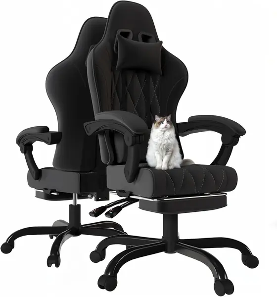Gaming Stuhl Stoff mit Federpolsterung, Ergonomischer…