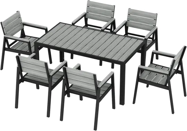 Gartenmöbel Set aus mit Holzoptik, Wetterfestes…