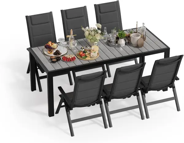 Gartenmöbel Set Klappbar, 5-Fach Verstellbarer Aluminium…