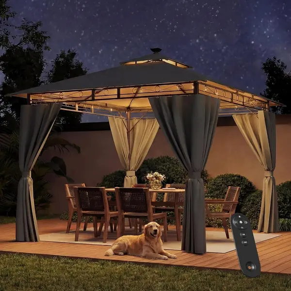 Gartenpavillon 3x3m Doppeldach, Wasserdichtes & Stabiles…