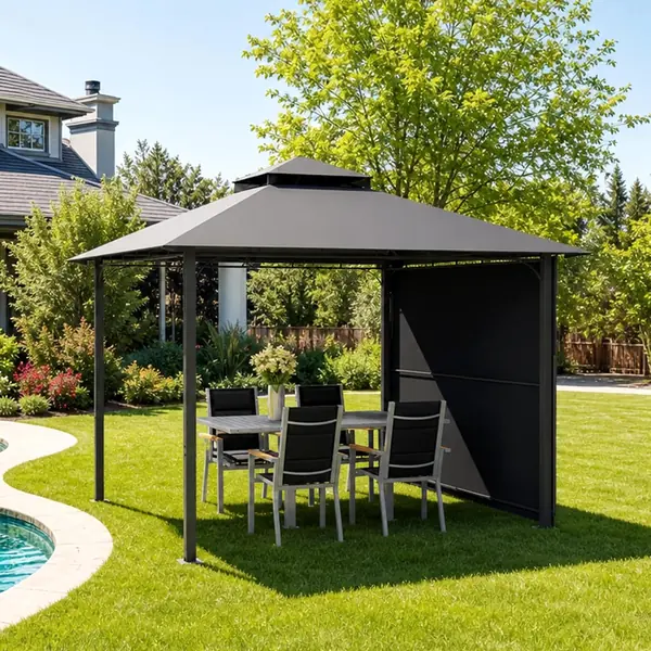 Gartenpavillon 3x3m mit Erweiterungsdach, Wasserdichtes &…