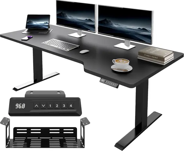 HöHenverstellbarer Schreibtisch 160x70 cm L-Form, Gaming…