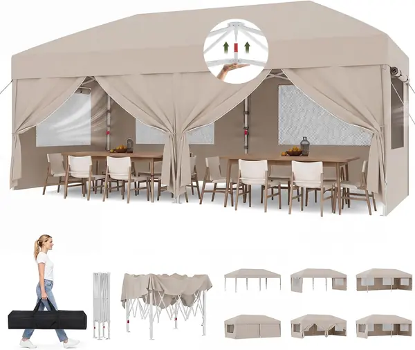 Pop Up Faltpavillon, 3 x 6 m Pavillon mit Netzfenstern…
