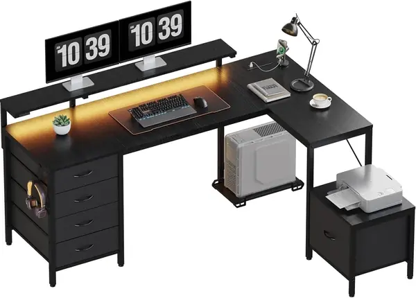 Schreibtisch L Form mit Schubladen, 160 x 120cm…